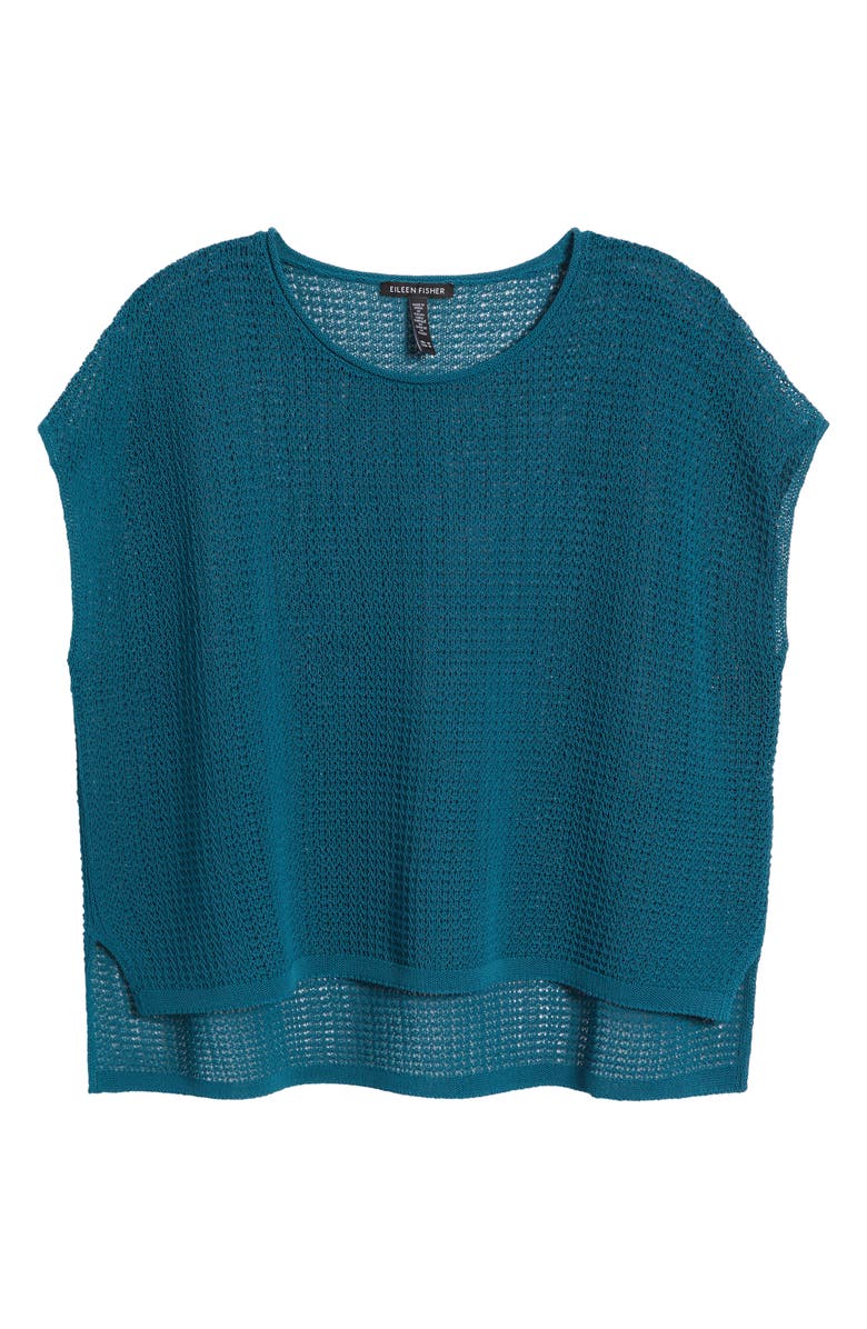 Eileen Fisher Open Stitch Organic Cotton Sweater, Alternate, color, Harbor