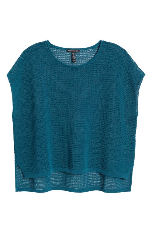 Eileen Fisher Open Stitch Organic Cotton Sweater In Harbor