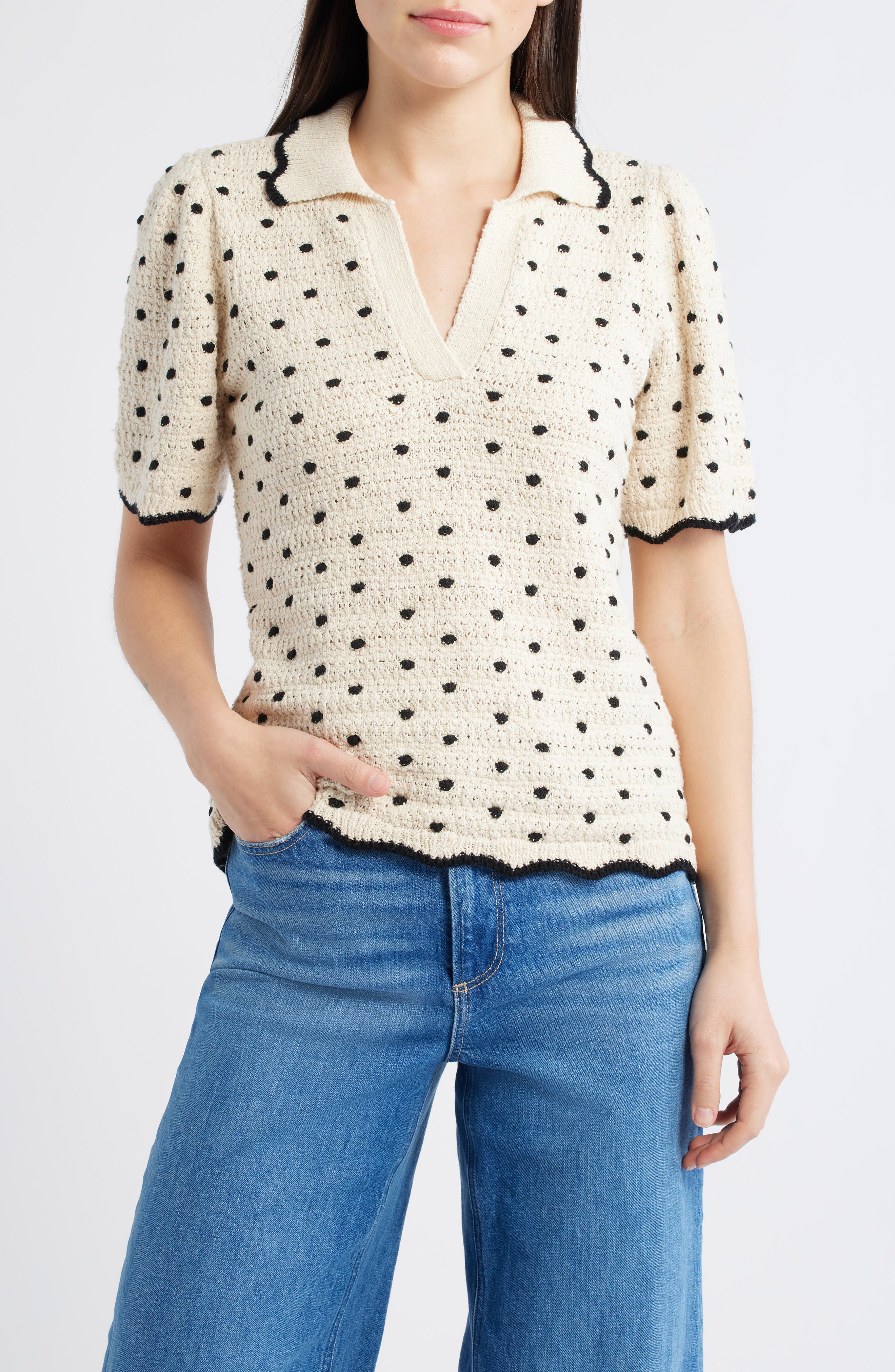 Dot Collar Sweater - image 3