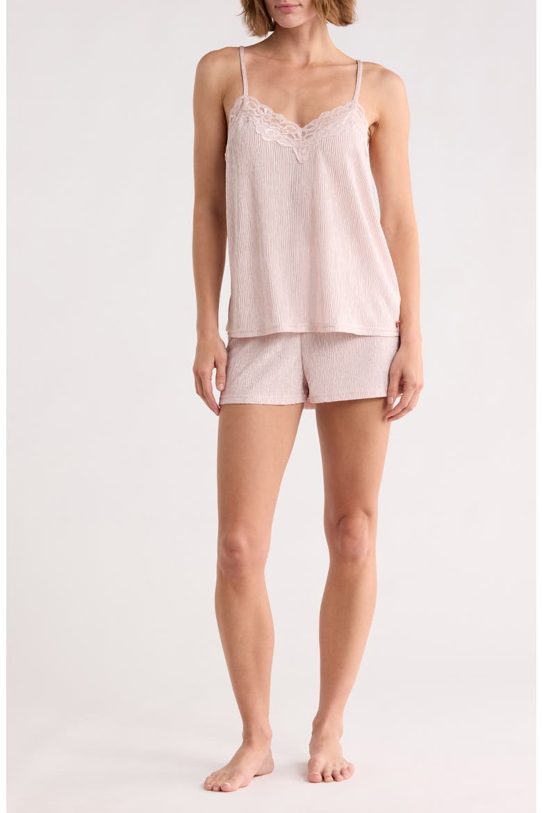 Pleated Lace Trim Pajamas, Alternate, color, PALE PEONY