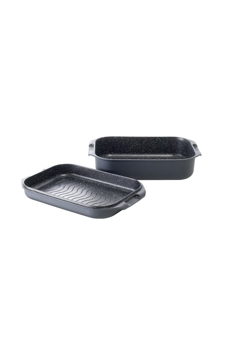 GRANITE Roaster with Grill 6.5 Qt., Main, color, BLACK