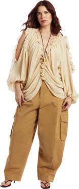 June + Vie Draped Off The Shoulder Blouse