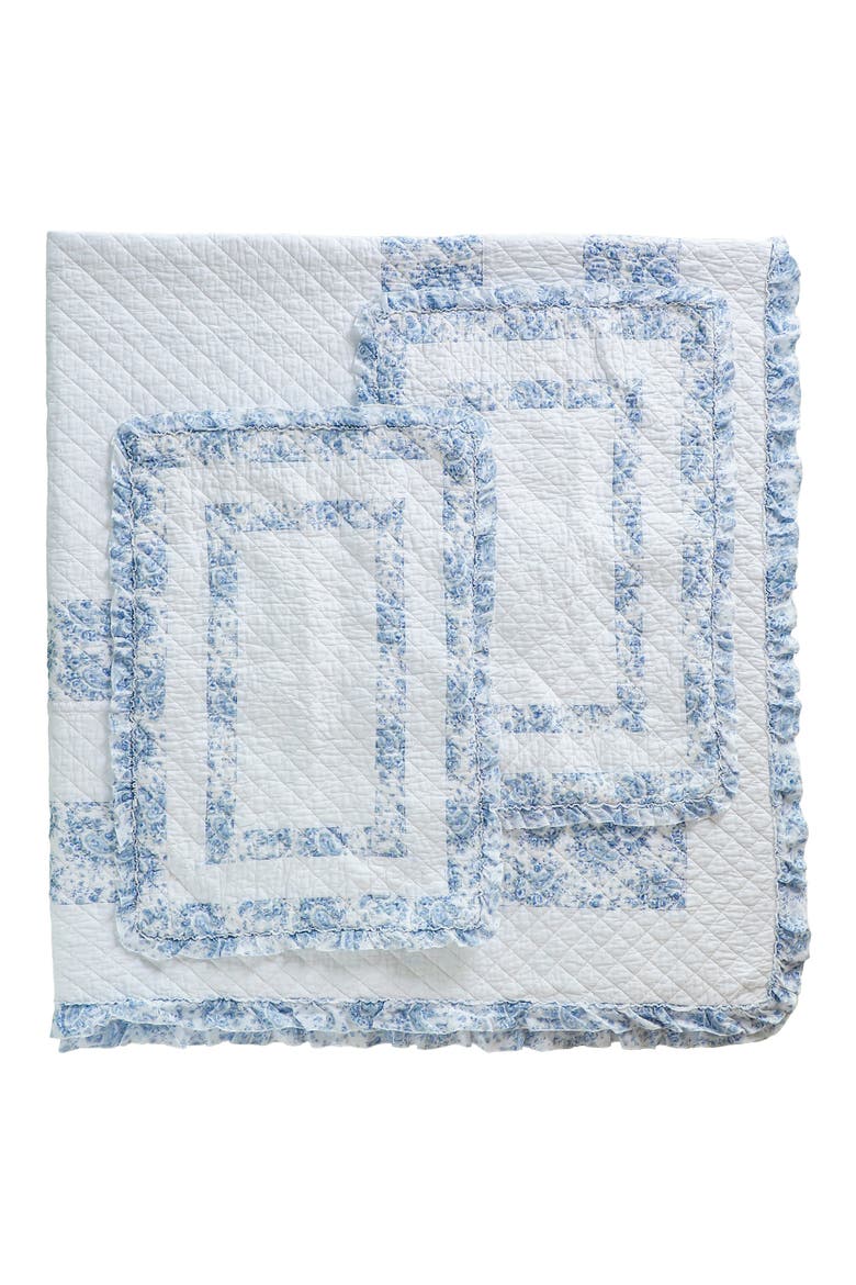 Soft Garden Ruffle Quilt Set - King, Main, color, SLATE BLUE
