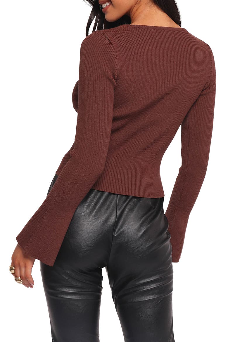 Rosienna Cutout Rib Top, Alternate, color, CHOCOLATE