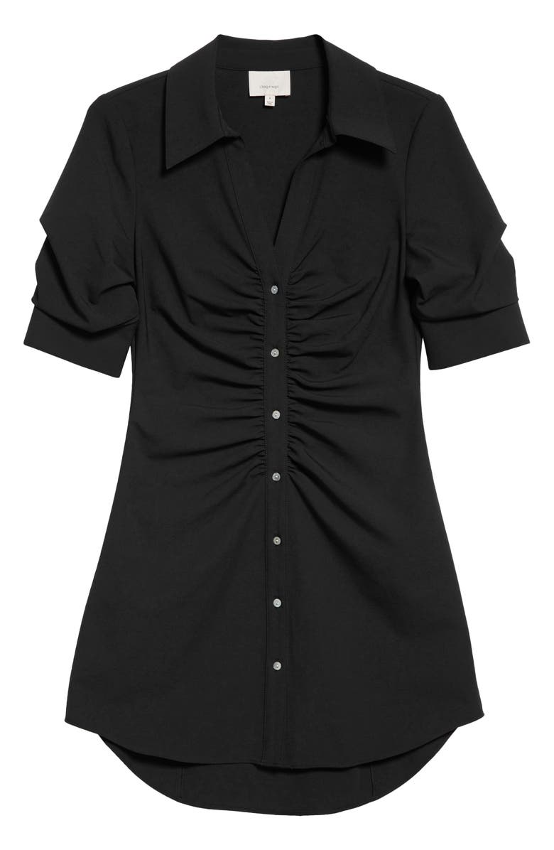 Cinq à Sept Elina Gathered Shirtdress, Alternate, color, Black