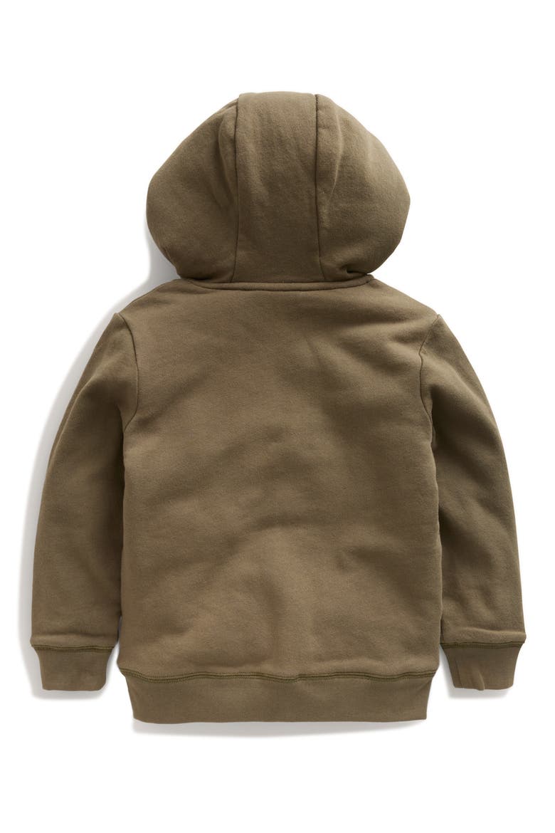 Kids' Embroidered T-Rex Fleece Lined Zip Hoodie, Alternate, color, CLASSIC KHAKI DINOSAUR