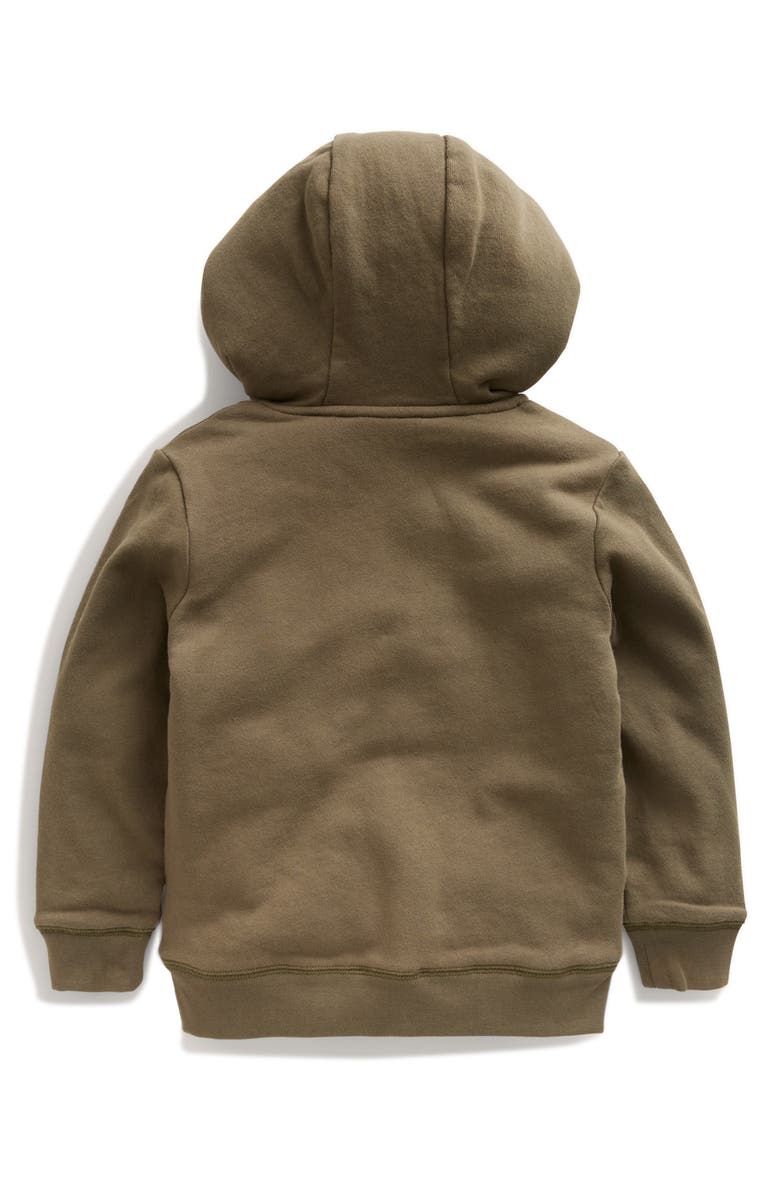 Mini Boden Kids' Embroidered T-Rex Fleece Lined Zip Hoodie, Alternate, color,