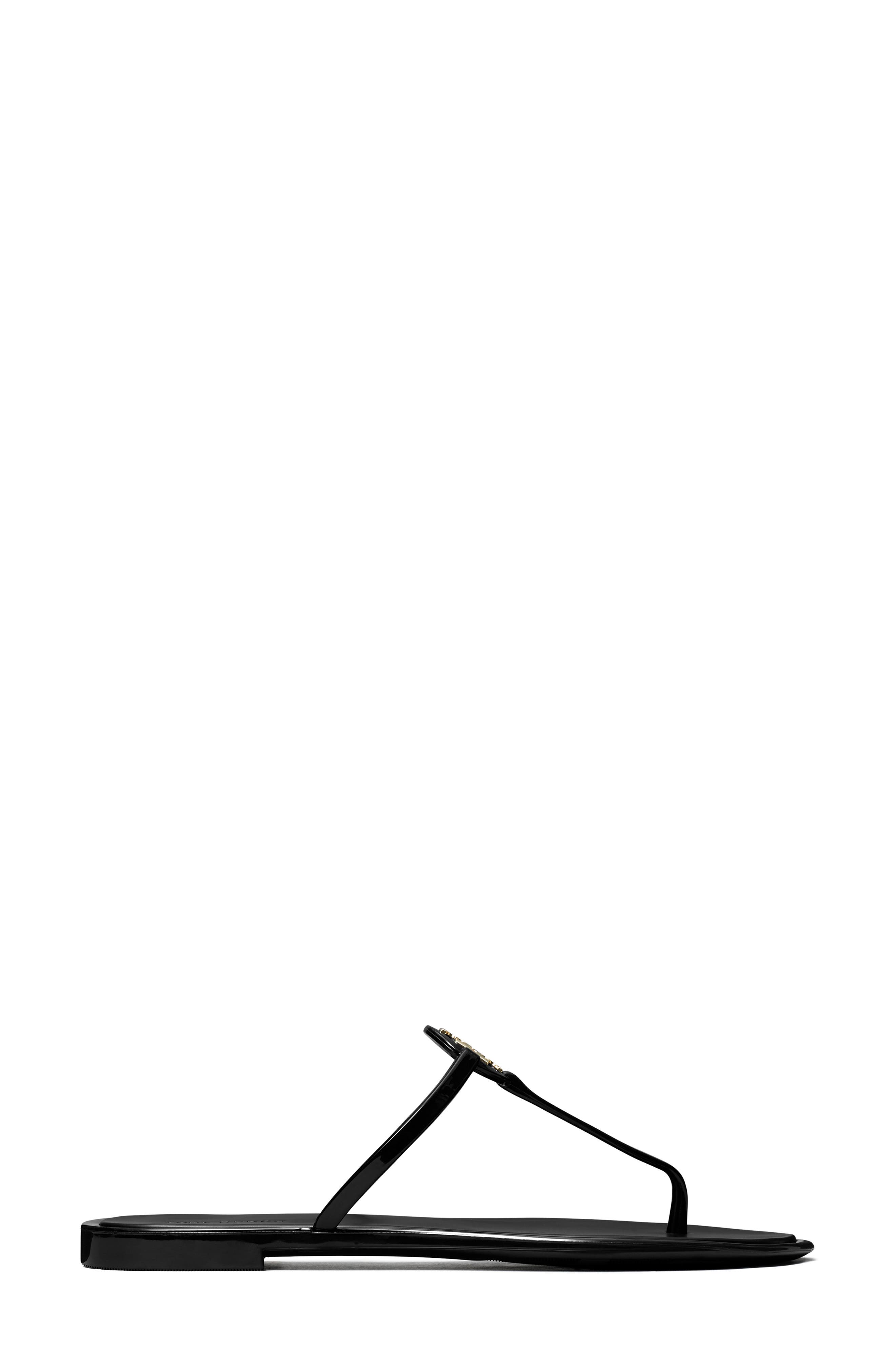 Tory Burch Mini Miller Jelly Thong Sandal, Alternate, color, Perfect Black / Gold