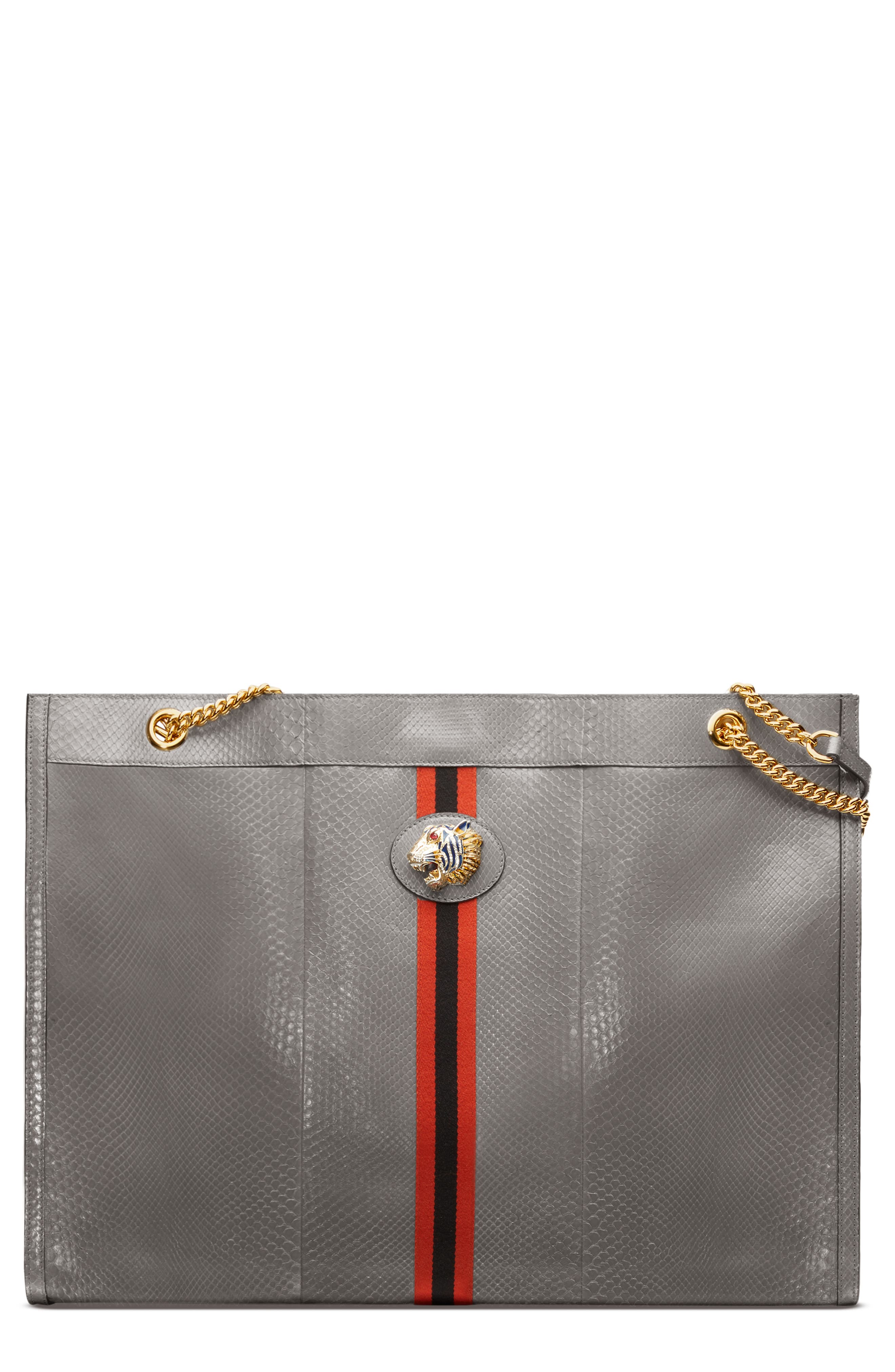 Gucci Maxi Genuine Python Tote, Main, color, 