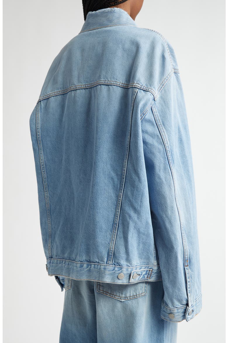 Distressed Relaxed Fit Denim Jacket, Alternate, color, LIGHT BLUE 228
