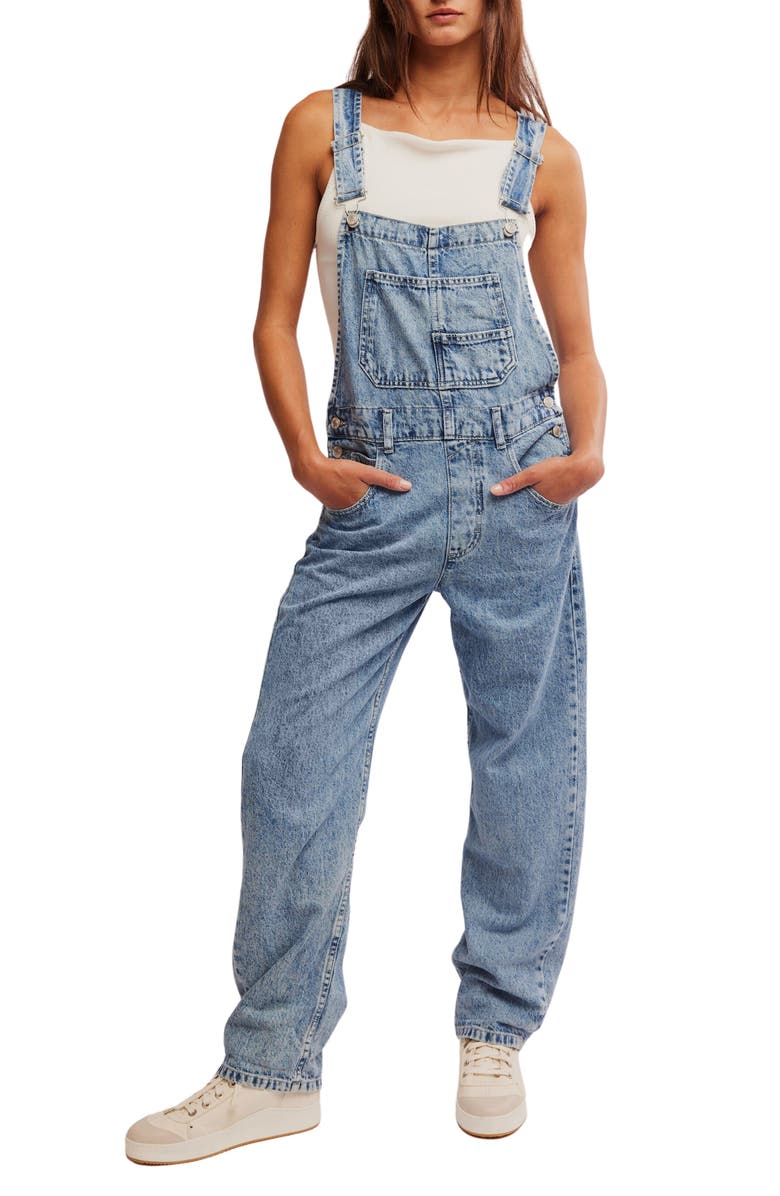 Free People We the Free Ziggy Denim Overalls, Main, color, Powder Blue