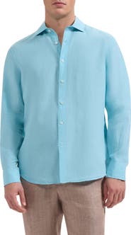 Bugatchi Axel Shaped Fit Linen Button-Up Shirt
