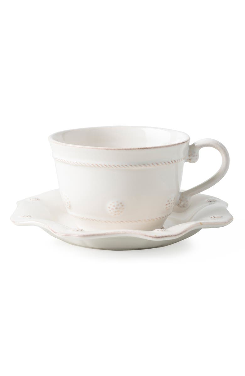Juliska Berry & Thread Ceramic Teacup, Alternate, color, White