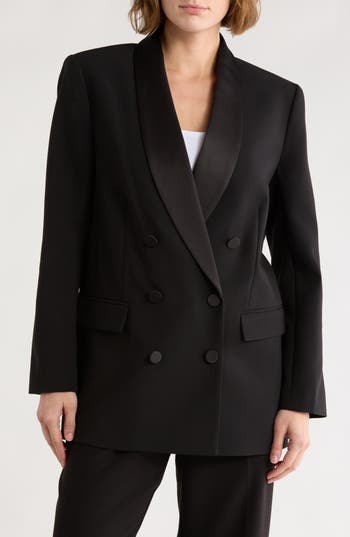 L'AGENCE Jayda Double Breasted Blazer in Black/black at Nordstrom Rack, Size 2