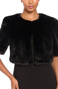 Maggy London Faux Fur Crop Jacket