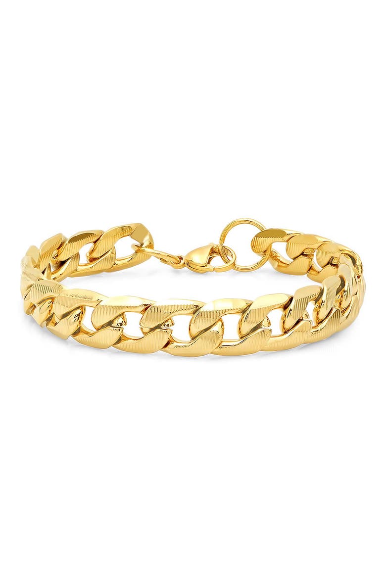 Men's 18k Gold Plated Curb Link Bracelet, Main, color, GOLD