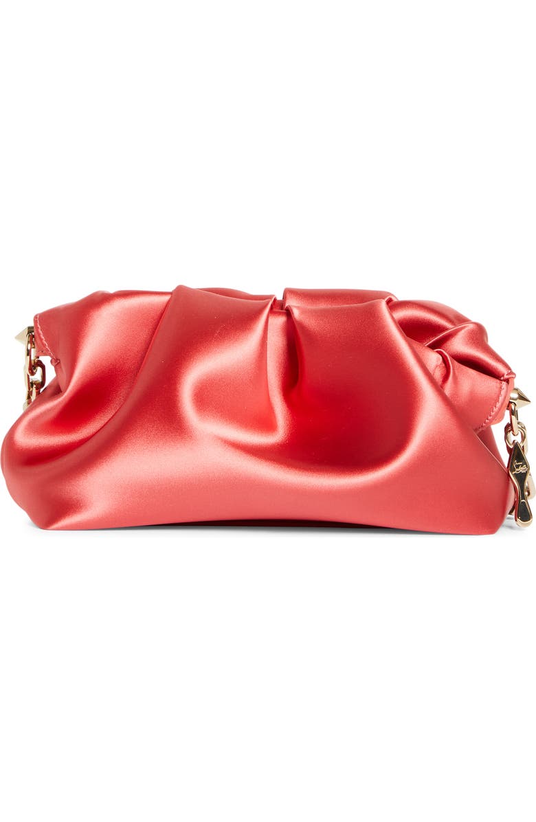 Christian Louboutin Small Eva Neoprene Satin Clutch, Main, color, 9136 Grapefruit