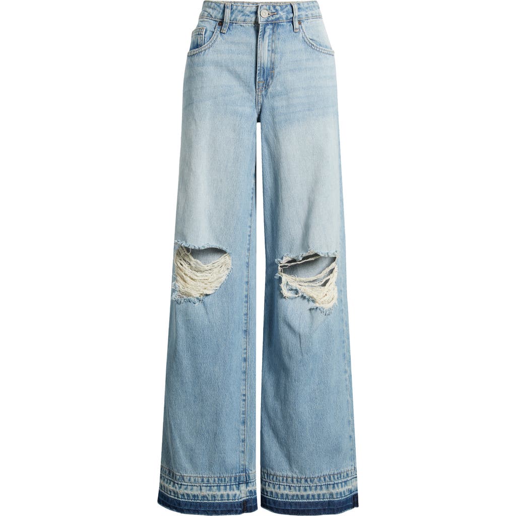 Hidden Jeans Ripped & Distressed Extra Wide Leg Jeans In Blue