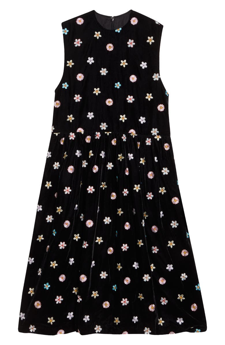 Tao Comme des Garçons Floral Embroidered Velvet A-Line Dress, Alternate, color, Black X Multi