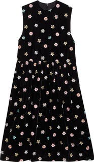 Tao Comme des Garçons Floral Embroidered Velvet A-Line Dress