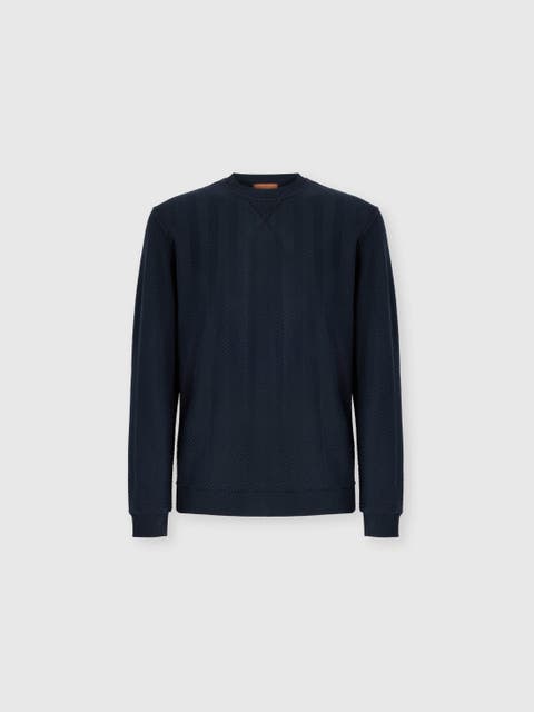 Tone-on-tone Chevron Cotton And Viscose Crewneck Sweatshirt