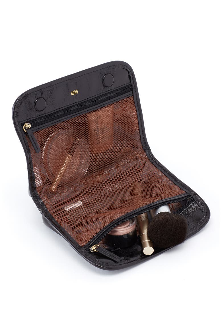 Beauty Leather Cosmetics Case, Alternate, color, BLACK
