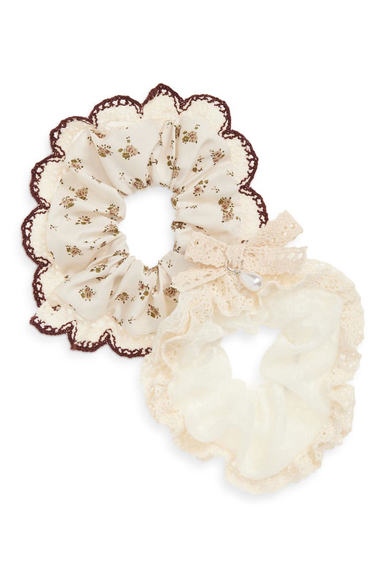 2-Pack Scrunchies, Main, color, IVORY MULTI