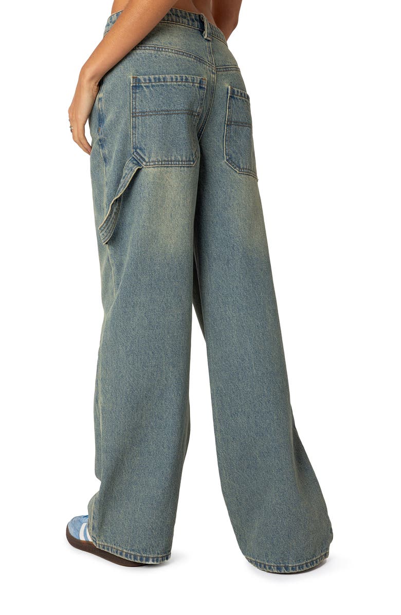 EDIKTED Low Rise Carpenter Jeans, Alternate, color,