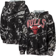Majestic Threads Women's Majestic Threads Black Chicago Bulls Burble Tie-Dye Tri-Blend Pullover Hoodie