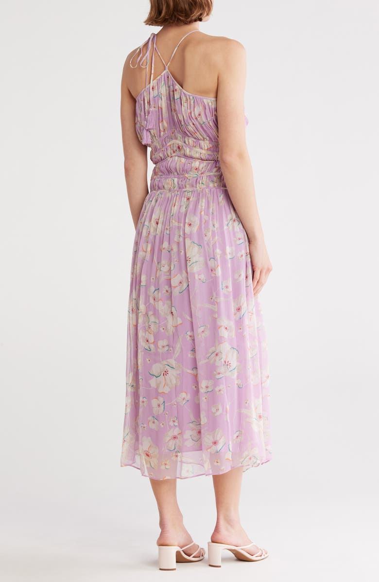 Joie Lyall Shirred Silk Gown, Alternate, color, Lavender Mist Multi