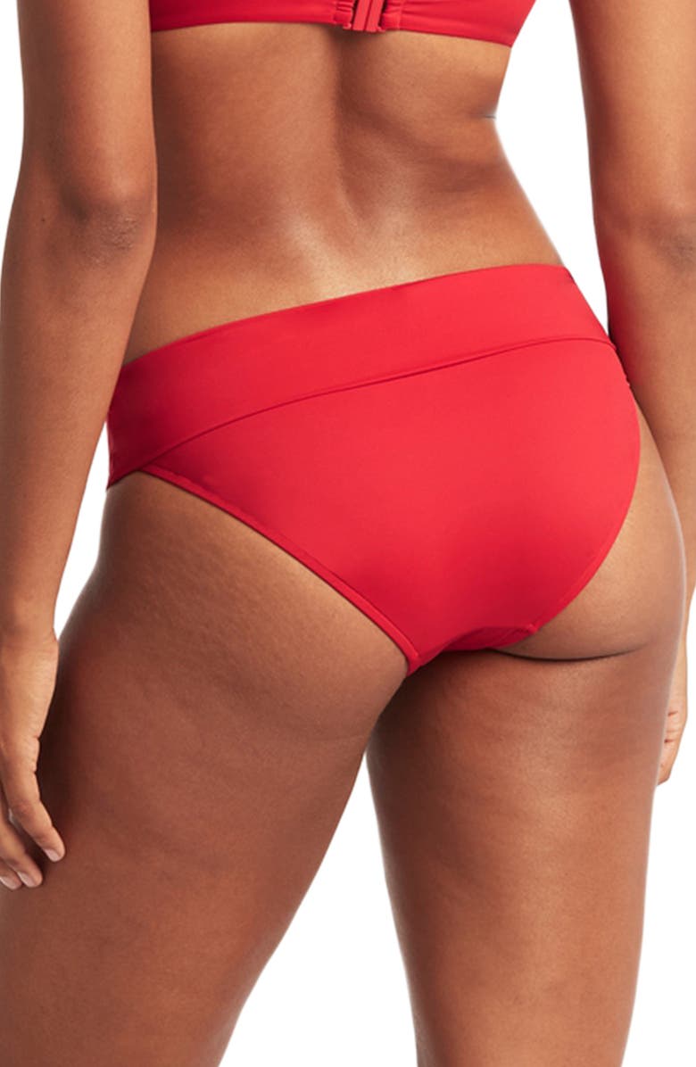 Sea Level Essential Roll Band Bikini Bottoms, Alternate, color, Red