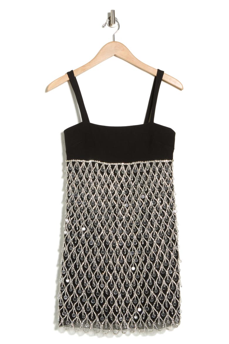 Sallie Embellished Minidress, Alternate, color, BLACK