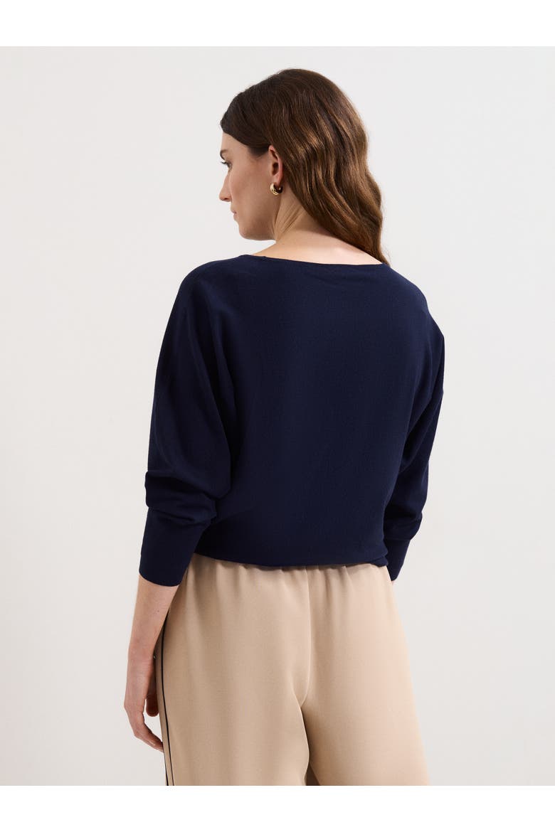 Cristine Slash-Neck Knitted Jumper, Alternate, color, Navy