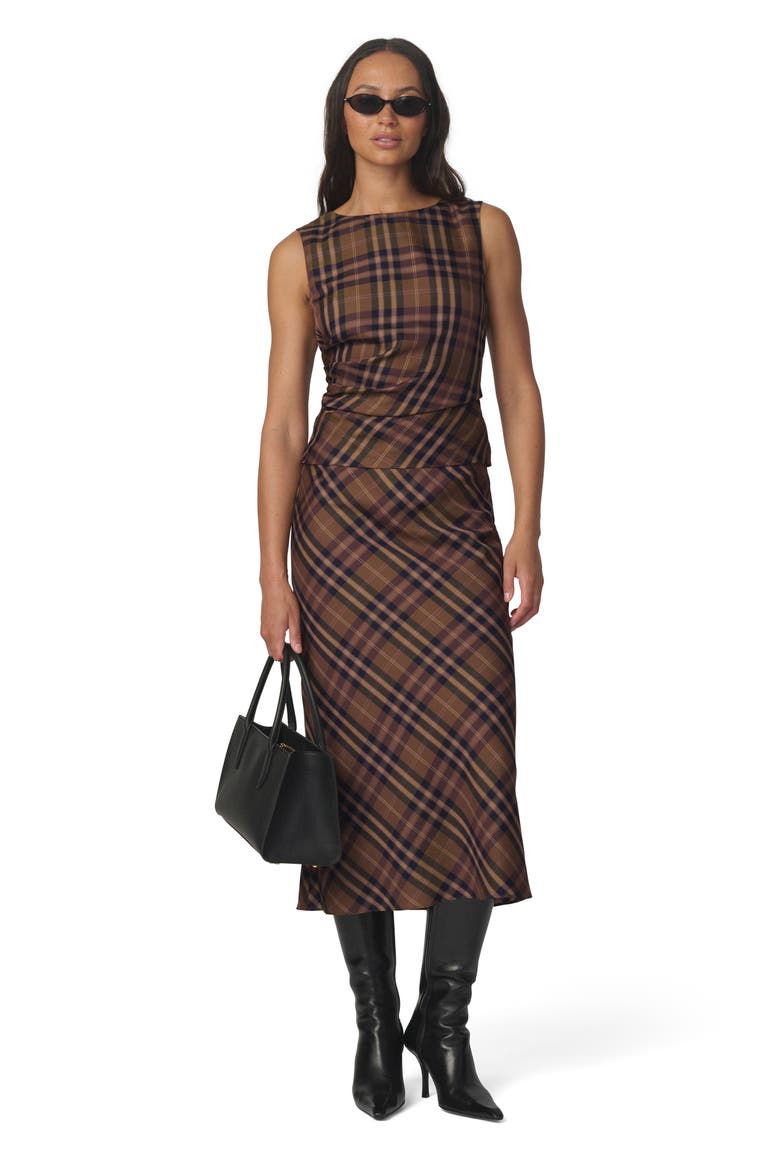 The Ines Midi Skirt, Alternate, color, CAMEL PLAID