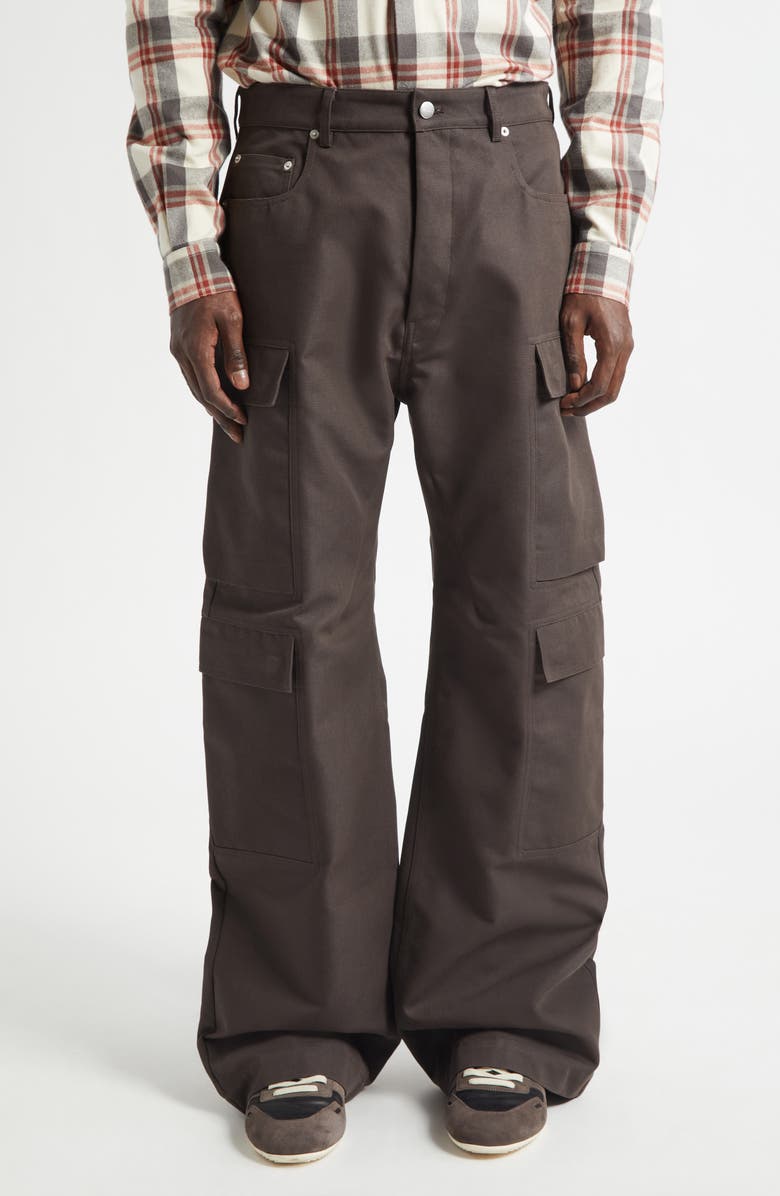 Rick Owens Geth Cotton & Nylon Cargo Pants, Main, color, Dark Dust