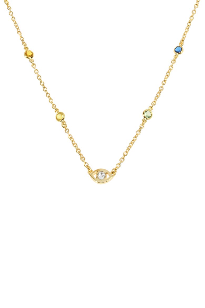Evil Eye Station Necklace, Alternate, color, GOLD/ MULTI