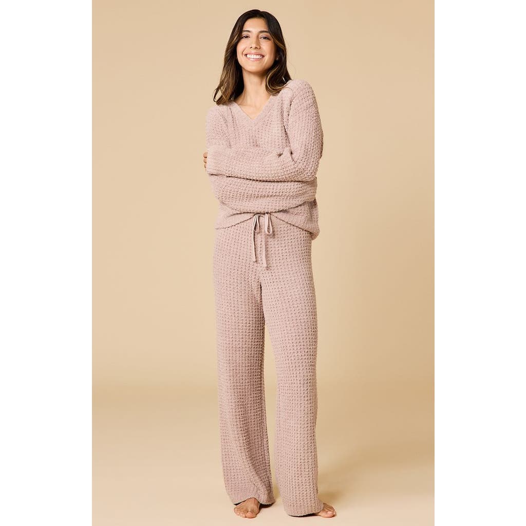 Softies Waffle Marshmallow V-neck Lounge Set In Neutral