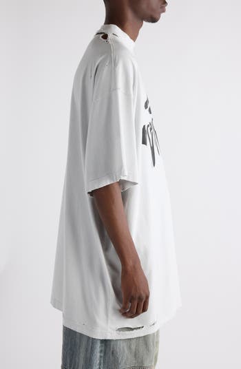 Balenciaga オーバーサイズ Tシャツ ロゴ 3B LIQUEFIED Balenciaga Distressed Oversize Liquefied 3B Logo Graphic T
