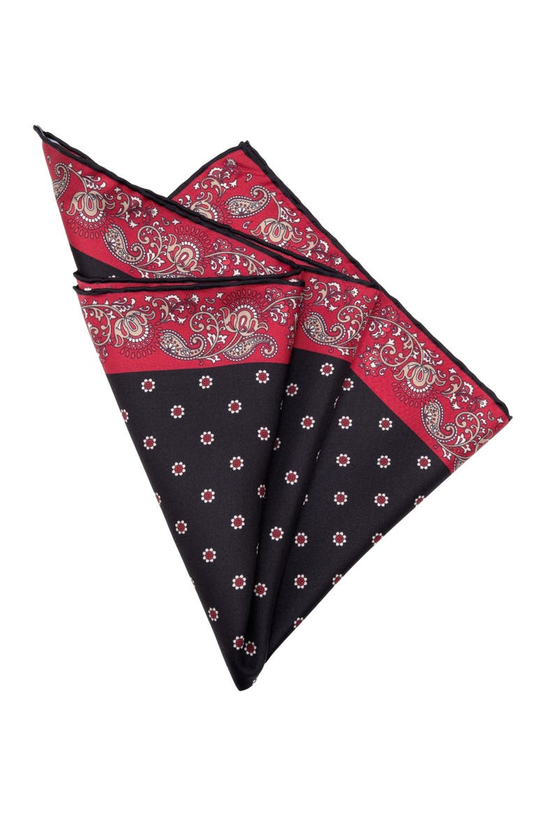 Sangiovese - Silk Pocket Square for Men, Alternate, color, Black and Red