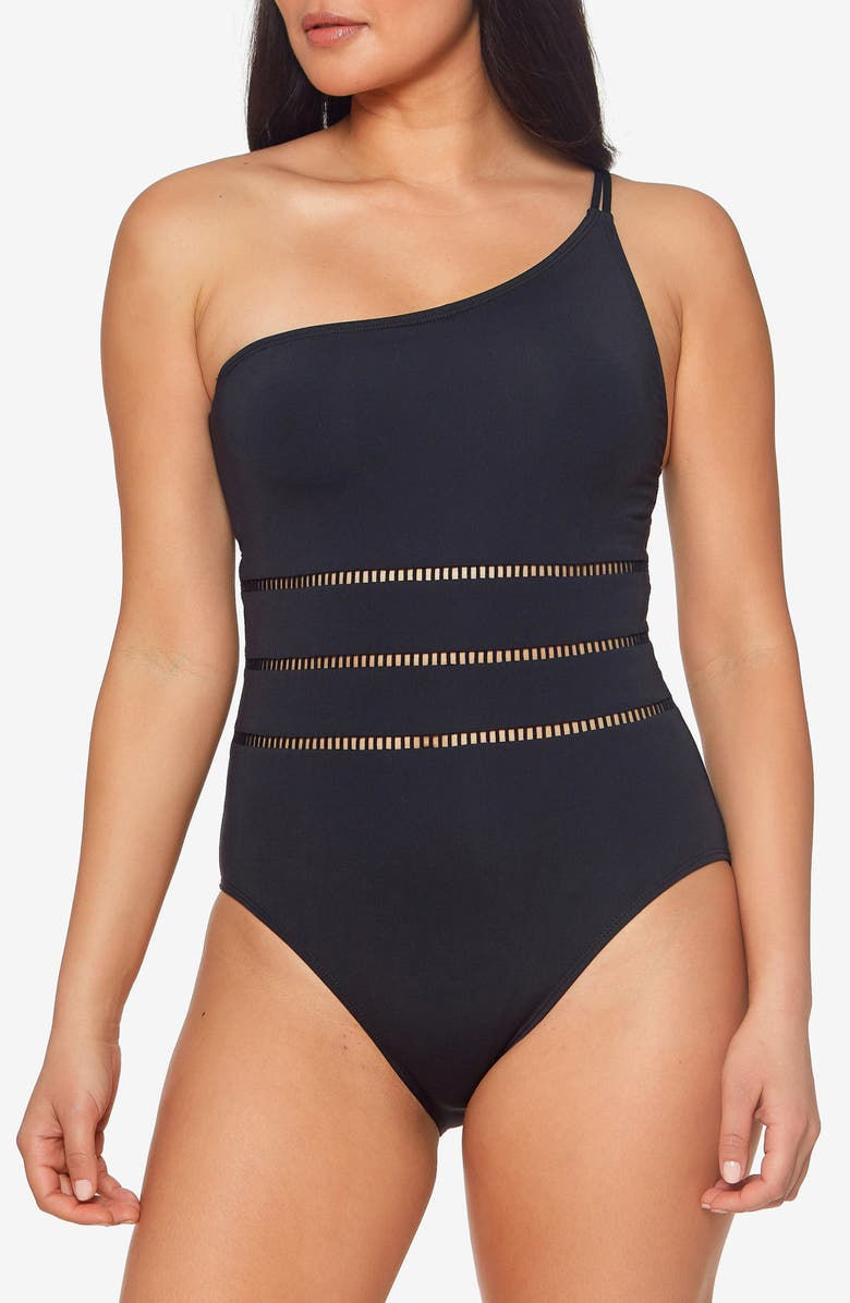 BLEU by Rod Beattie Behind the Seams One-Shoulder One-Piece Swimsuit, Alternate, color,