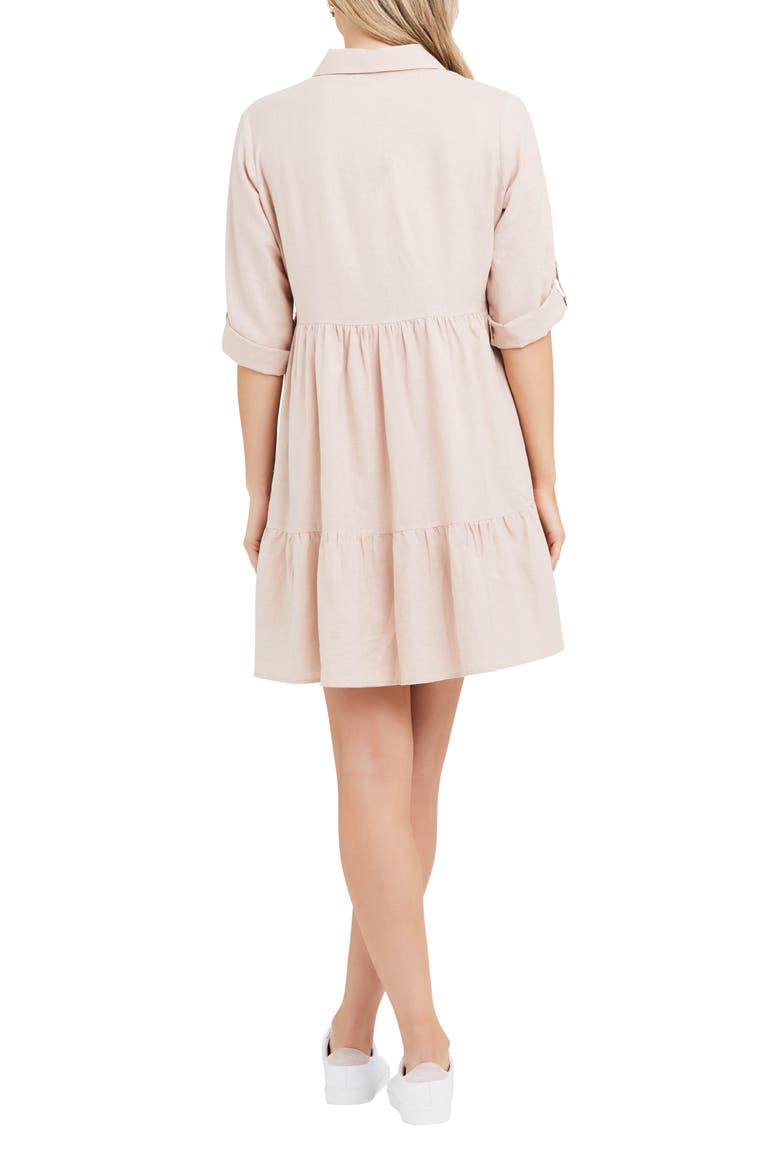 Adel Linen Blend Maternity/Nursing Dress, Alternate, color, PEACHY PINK