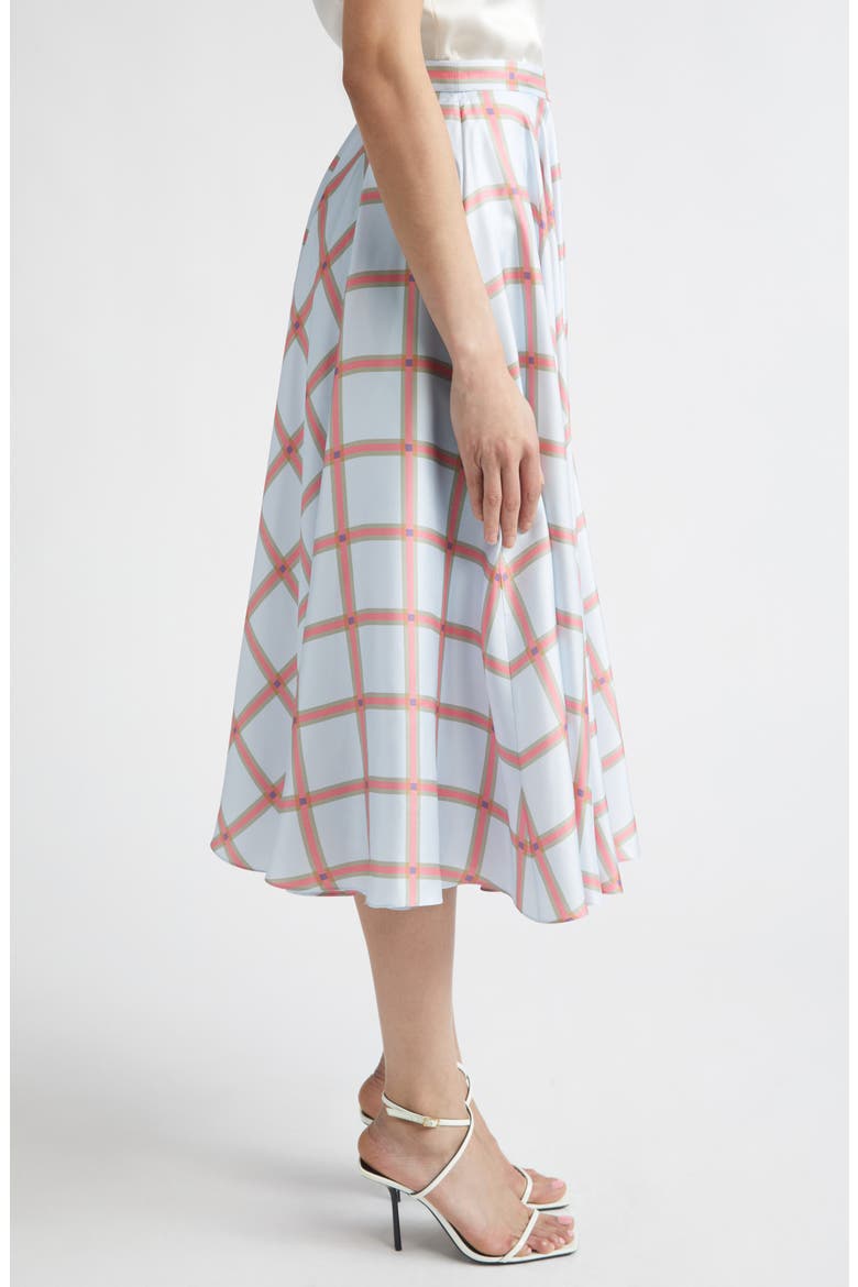Karima Plaid Silk Twill Skirt, Alternate, color, CHECK-BLUE/PINK/CHOCOLATE