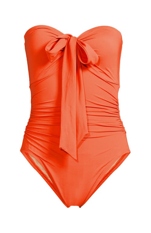 Lands' End Slender Suit Multi-way Bandeau High Leg One Piece Swimsuit In Orange