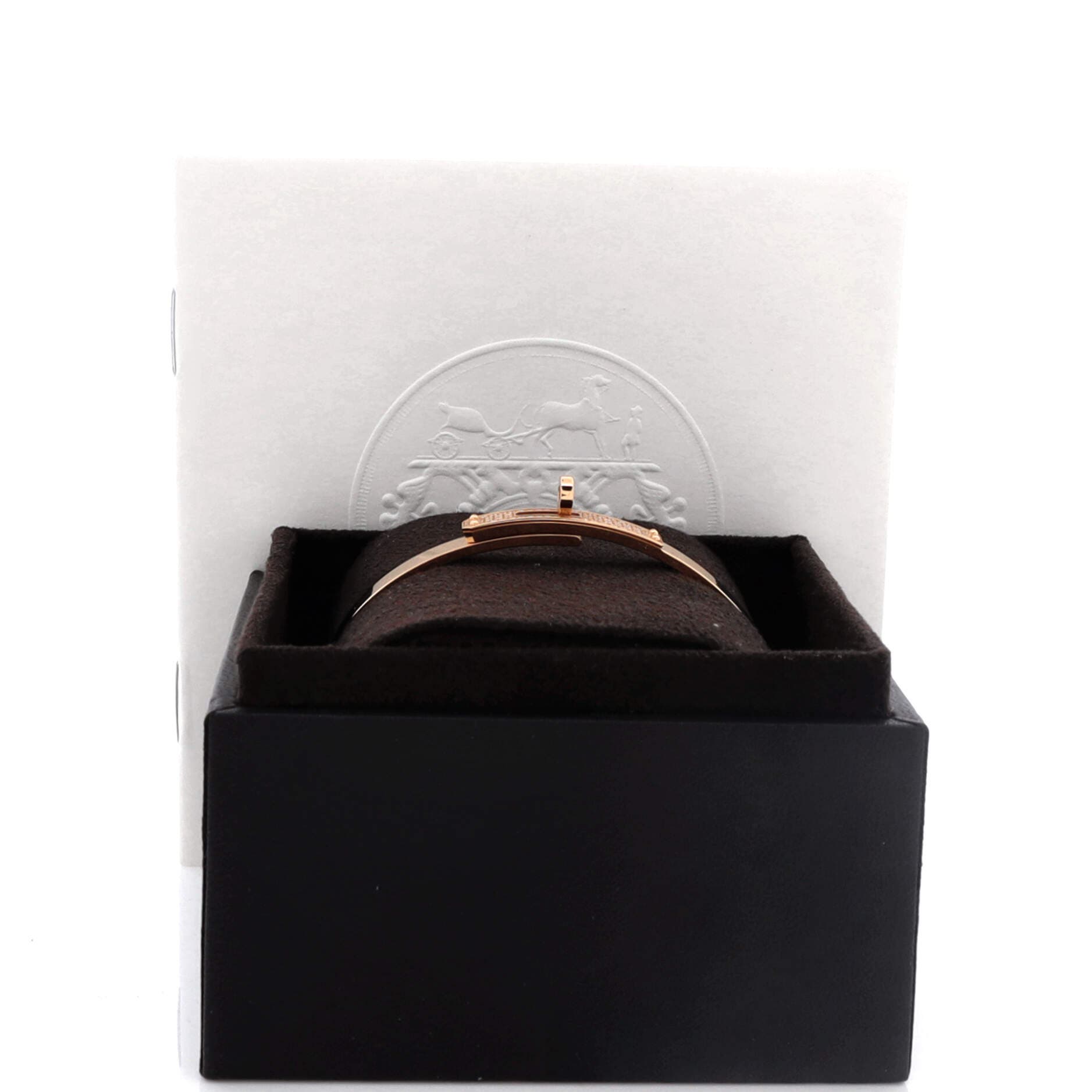 Pre-Owned Hermes Kelly Bracelet 18K Rose Gold and Pave Diamonds Small, Alternate, color, Rose Gold