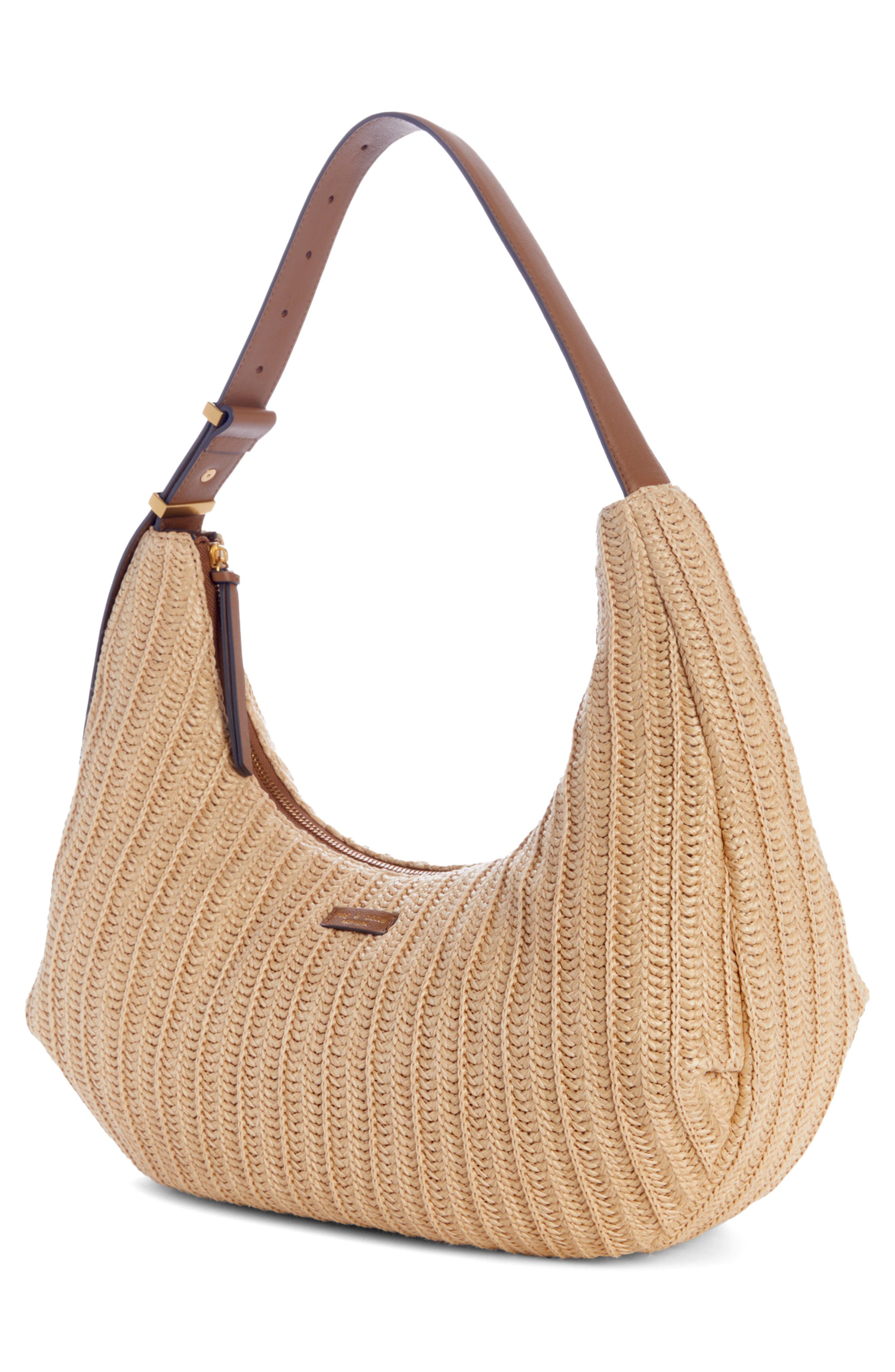 rag & bone Large Hudson Woven Straw Hobo Bag, Alternate, color, Natural