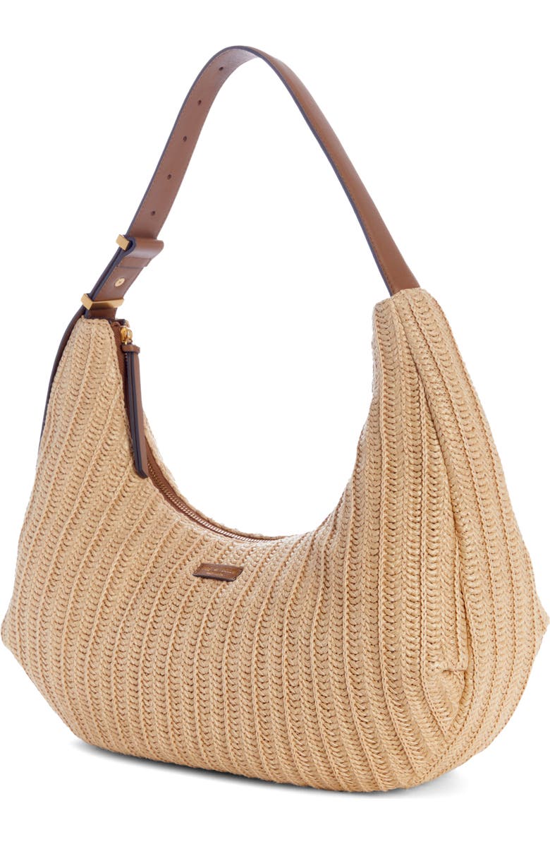rag & bone Large Hudson Woven Straw Hobo Bag, Alternate, color, Natural