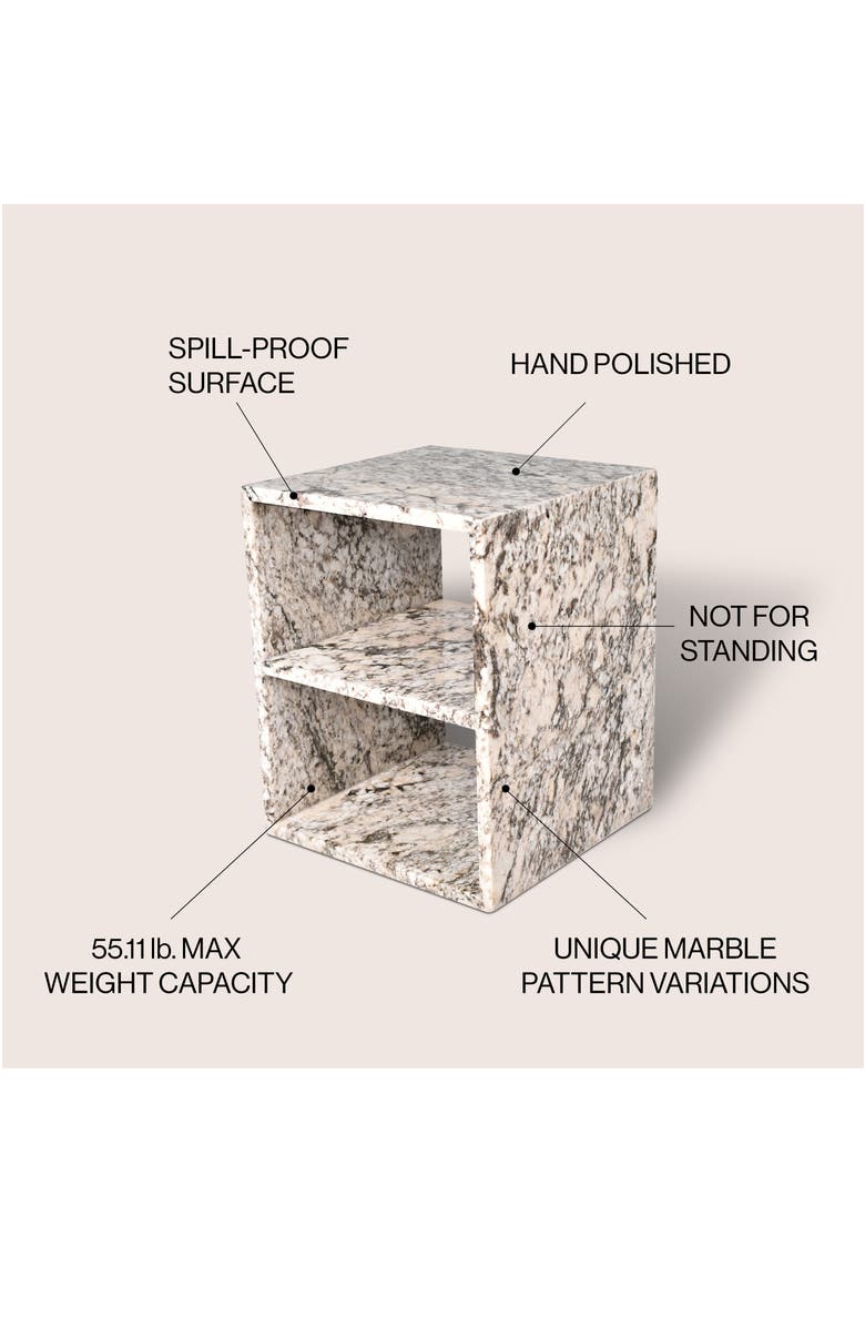 JONATHAN Y Sloane 20" Modern Natural Marble Handmade Rectangular 2-Shelf End Table, Alternate, color, Beige/Dark Taupe