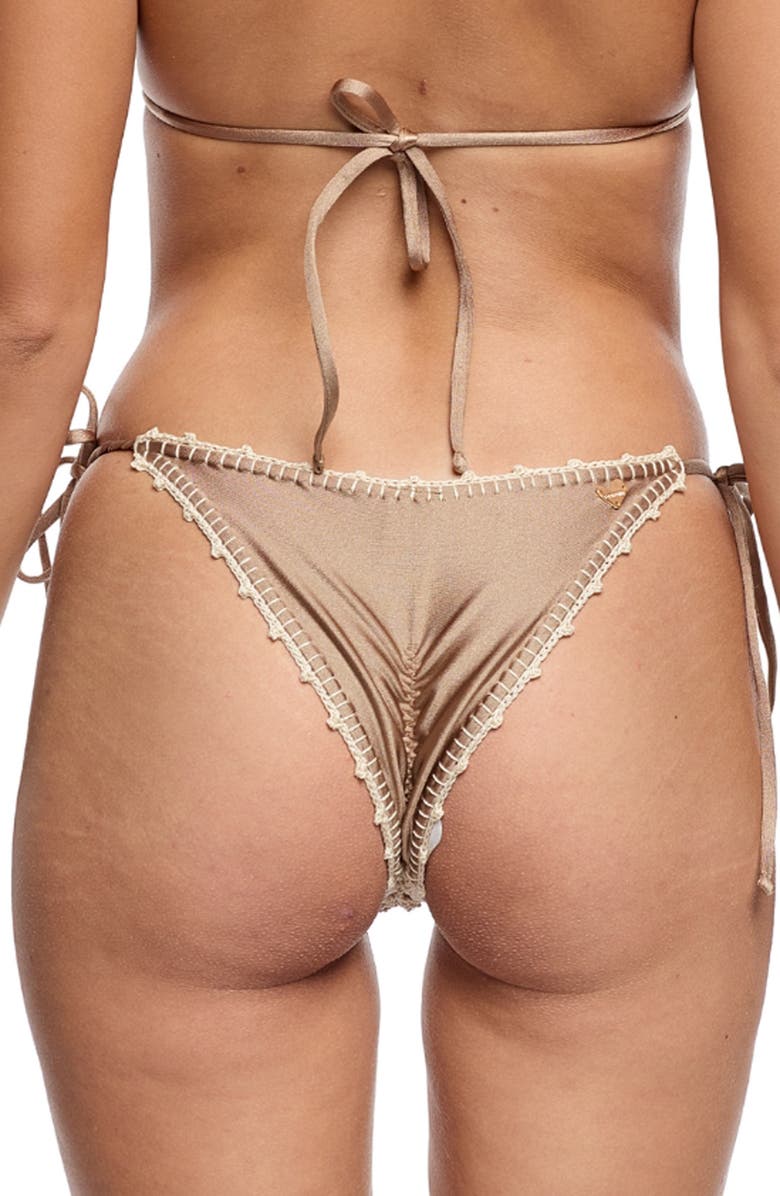 Capittana Missy Crochet Trim Bikini Bottoms, Alternate, color, Light Brown