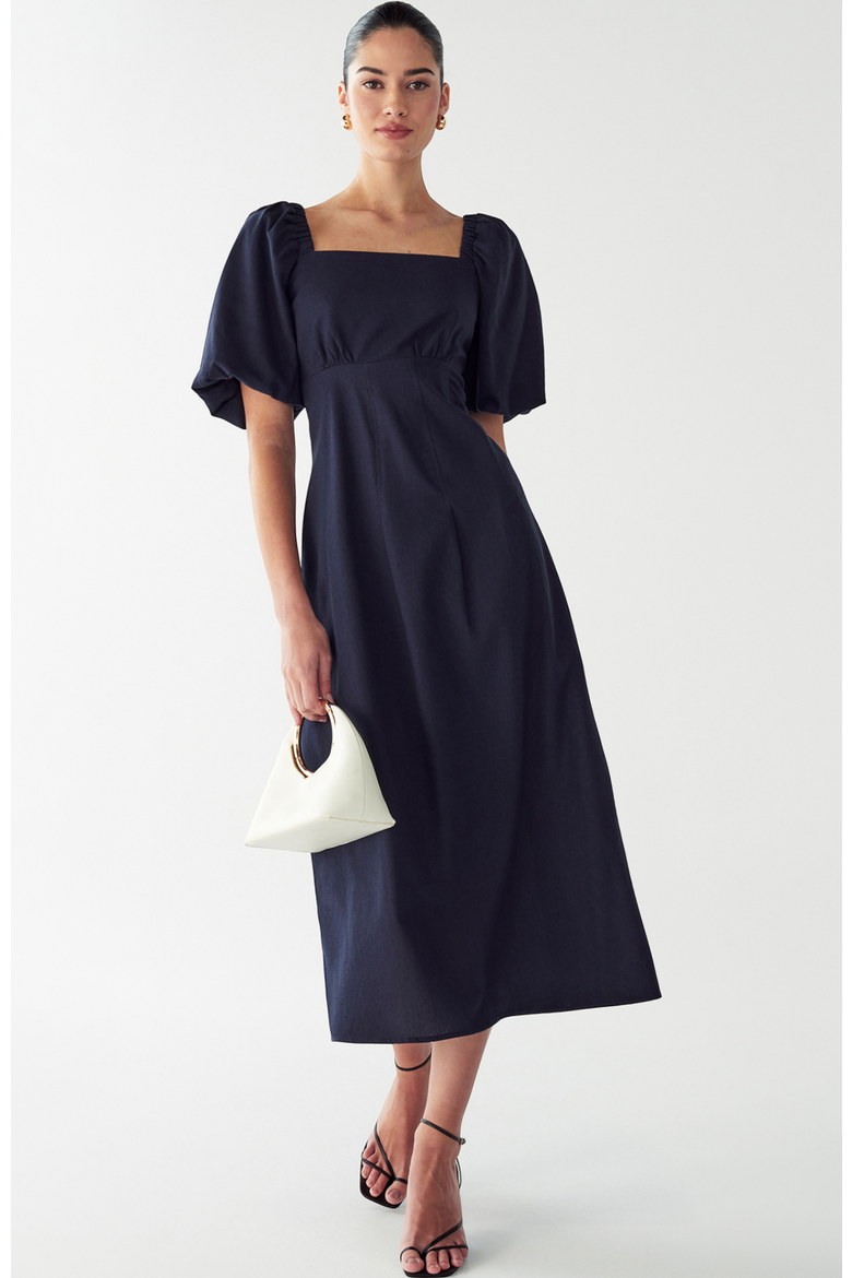 Meena Midi Dress, Main, color, Navy Blue