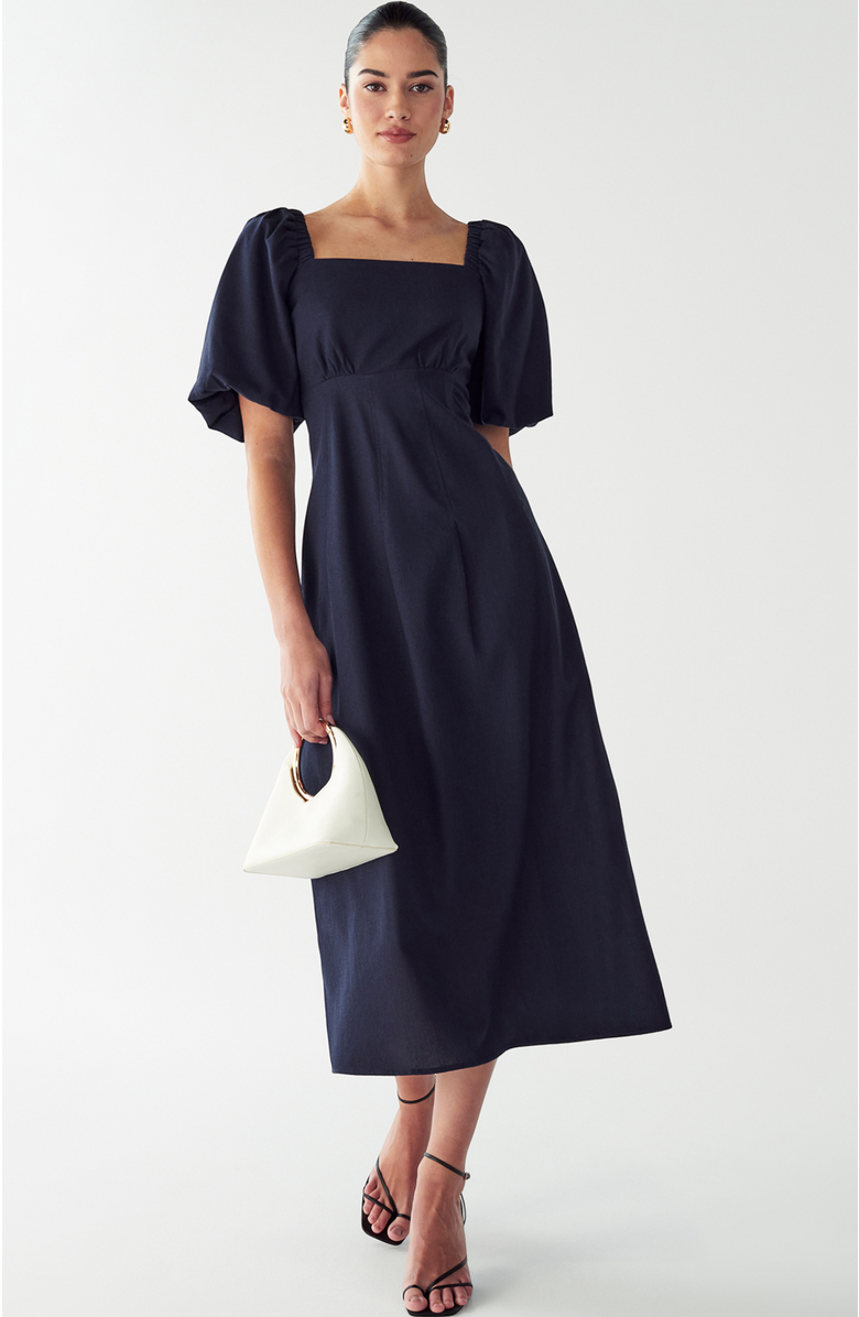 WILLA Meena Midi Dress, Main, color, Navy Blue